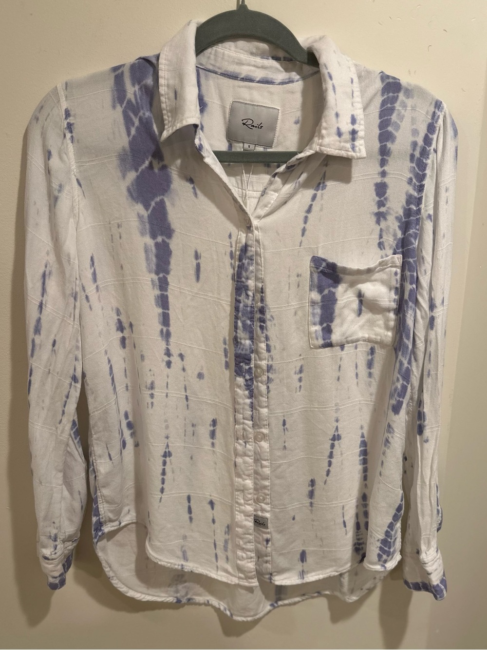 Rails White and Blue Tie-Dye Button Down